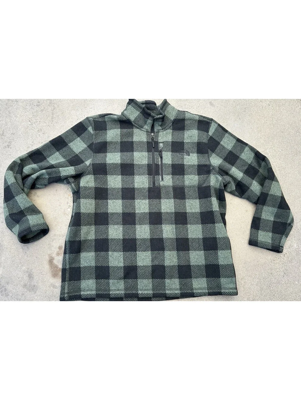 The North Face Men's Pullover 1/4 Zip Size XXL Green Black Checkered Pattern